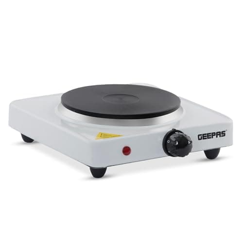Image of Geepas 1000W Single Hot Plate Precise Table Top Cooking – Cast Iron Heating Plate - Portable Electric Hob Single Burner with Adjustable Thermostat for Home Kitchen Camping & Caravan Cooking, Compact