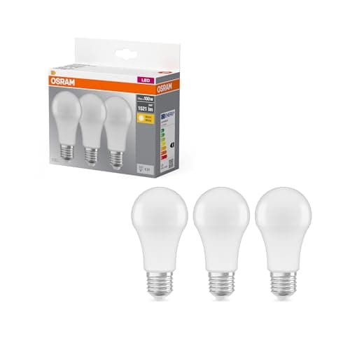 Image of OSRAM LED Base Classic A / LED-lamp in bulb shape with E27-base / not dimmable / replacement for 100 Watt / Matt / warm white - 2700 Kelvin / pack of 3