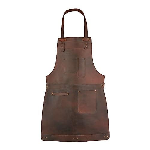 Image of Dark Brown Full Grain Leather Apron Butcher Apron -Cook Apron -BBQ Apron -Cooking Apron - Wood work Apron - Cheff Apron - BBq Grill Gift - DIY Apron - Grill Apron