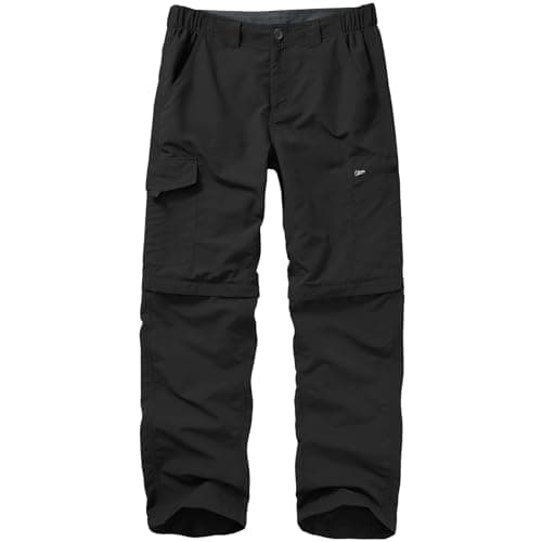 Image of mosingle Walking Hiking Trousers Mens, Safari Zip Off Lightweight Quick Dry Convertible Travel Fishing Cargo Breathable Outdoor Pants #6226-Black-34