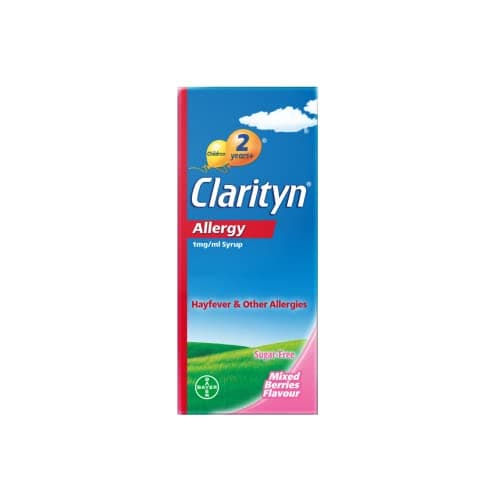 Image of Clarityn Allergy 1mg/ml Syrup, Loratadine, 24 Hour Allergy Relief, Sugar Free, Lactose Free Mixed Berries Flavour, 60ml
