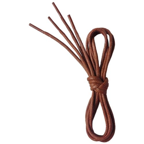 Image of VSUDO 60 cm Waxed Reddish Brown Shoe Laces, 2.5mm Thin Round Maroon Laces for Oxford Brogues Derby or Blucher Dress Formal Shoe, Russet Shoelaces for Women or Men (1 Pair-Red Brown-60cm)
