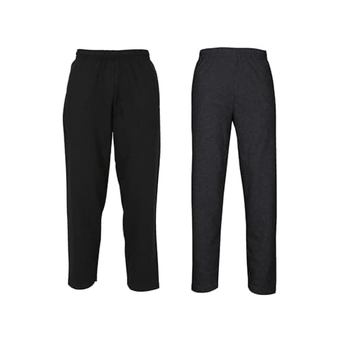 Image of Fruit of the Loom Pack of 2 Classic Open Hem Jog Pants Jogging Bottoms Training Trousers Men + Free Web-Textilien24 Fabric Bag - S M L XL XXL 3XL - Various Colour Sets, Black + Dark Grey Heather, M