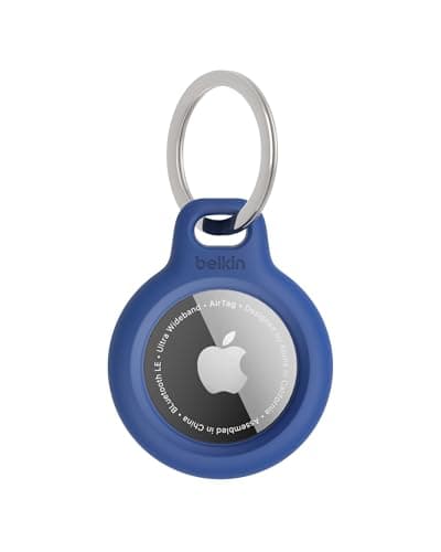 Image of Belkin F8W973 AirTag Case with Key Ring (Secure Holder Protective Cover for Air Tag with Scratch Resistance Accessory) - Blue