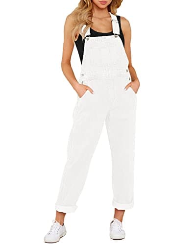 Image of Vetinee White Jumpsuit Women Maternity Dungarees Brilliant White Size X-Large Fits UK Size 20 - UK Size 22