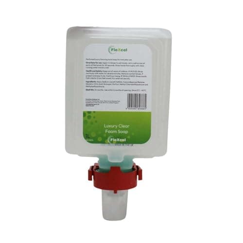 Image of FleXcel Luxury Clear Foam Soap 1L Cartridge – Skin-Friendly, Lightly Fragranced, Hygienic Sealed Refill for 1L Manual Dispensers, Commercial Washrooms
