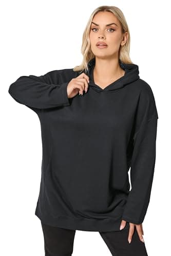 Image of Yours Curve Seam Detail Hoodie - Women's - Plus Size Curve Black