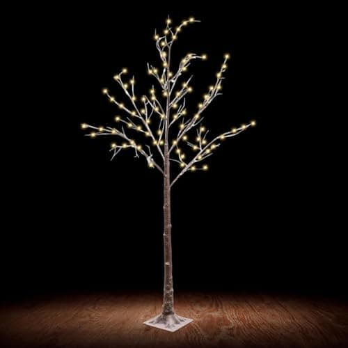 Image of Trendi® 180cm 6ft Christmas Snowy Twig Tree Warm White LED Light Up Artificial Twig Christmas Decoration Indoor Outdoor Mains Operated (XM-5281)