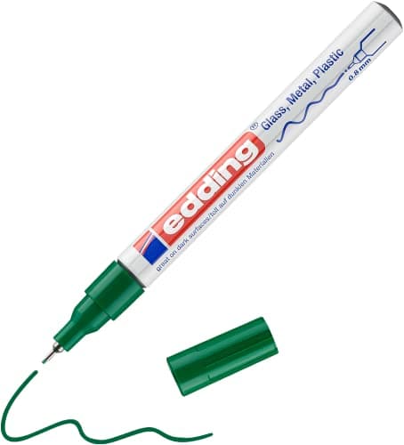 Image of edding 780 gloss paint marker - green - 1 paint marker - extra-fine round nib 0.8 mm - paint pen for glass, pebbles, wood, plastic, paper - waterproof, high coverage
