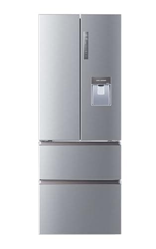 Image of Haier HFR5719EWMP Non-Plumbed Total No Frost American Fridge Freezer - Platinum Inox - E Rated