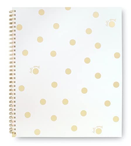 Image of Kate Spade New York Large College Ruled Notebook, 11" x 9.5" Spiral Notebook with 160 Pages, Gold Dot with Script