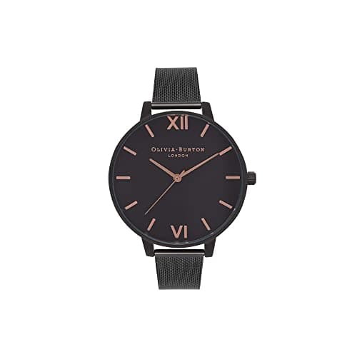 Image of Olivia Burton Analogue Quartz Watch for Women After Dark Collection with Black Stainless Steel Mesh Bracelet - OB15BD83