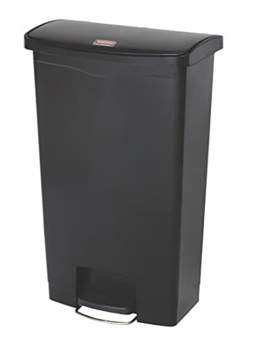 Image of Rubbermaid Commercial Products Slim Jim Step-on Resin Front Step Waste Receptacle Bin 68 Litre Black 1883613