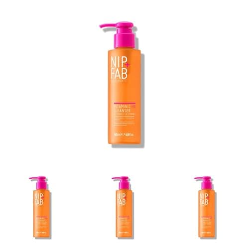 Image of Nip + Fab Vitamin C Fix Gel Cleanser for Face, Brightening Hydrating Facial Cleansing Face Wash for Skin Toning, 145 ml (Pack of 4)