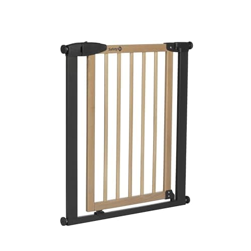 Image of Safety 1st Simply Close Wood and Metal, Child Safety Fence, Child Barrier Ladder, 73-80 cm (max. 94 cm), No Screws, One Hand Opening, Double Lock