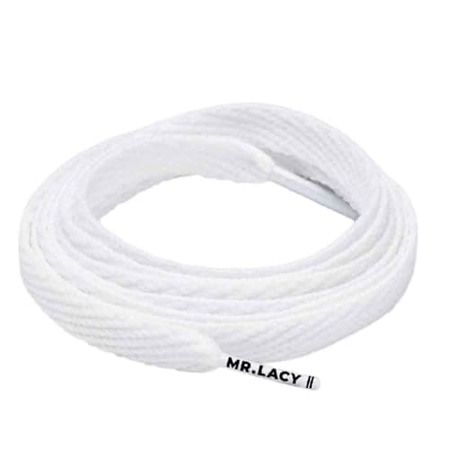 Image of Mr.Lacy shoecare Men's Flatties Shoelaces, White, 121-130 cm