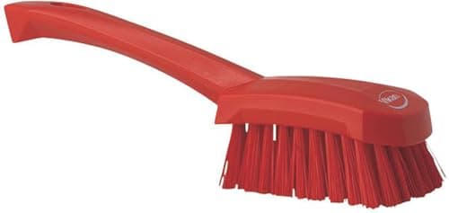 Image of Vikan 41924 Stiff Washing / Scrubbing Hand Brush, Short Handle, 270mm (Red)