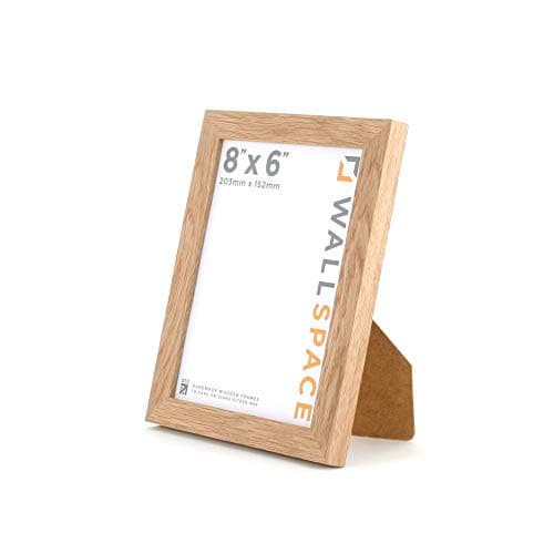 Image of Wall Space 8x6 Oak Picture Frame | Oak 6x8 Photo Frame | 8 x 6 inch | 203x152mm | 20.3x15.2cm | Real Wood with Glass | Handmade Wooden Made in UK