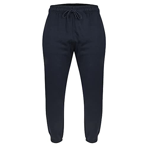 Image of Forge Mens Big and Tall Straight Leg Cuffed Joggers Elasticated Waist Drawstring Fastening Casual Jogging Gym Track Sweatpants Navy Waist Size 36-38 in, 38 Leg