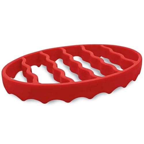 Image of 7x8x1 Silicone Roasting Rack Heat-Resistant Oval Roasting Rack Dishwasher & Microwave Safe for Slow Cooker Pressure Cooker Oven & More, Red