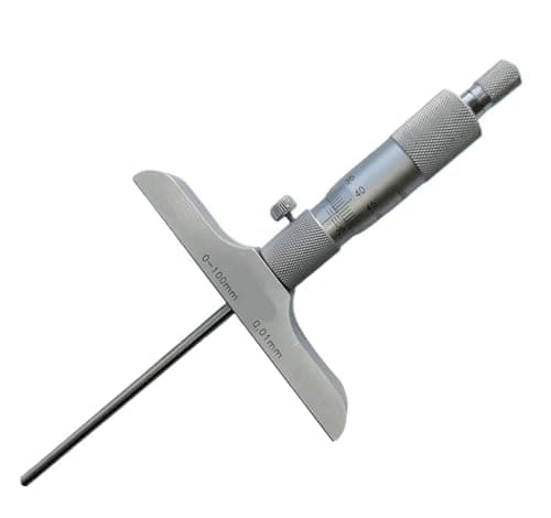 Image of LDXMJZOT Depth Micrometer 0-25mm 0-50mm 0-100mm 0-200mm 0.01mm Flat End Industrial Stainless Steel Micrometer Ball End(Flat 0-100mm)