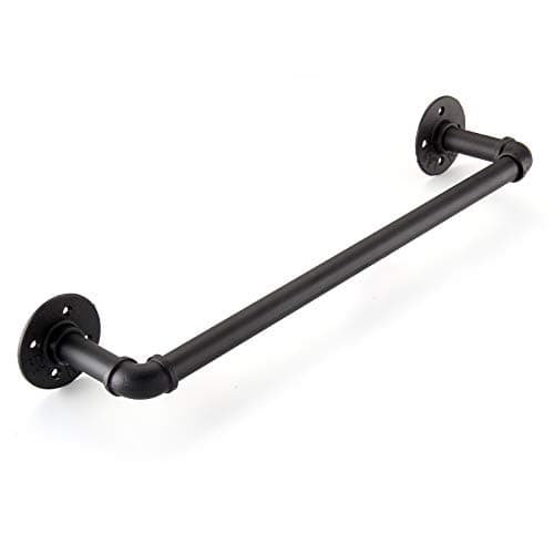 Image of Youyijia 60cm x 12cm Iron Pipe Towel Bar Industrial Pipe Towel Rail Wall Mounted Clothes Bar Rack Detachable Hanging Garment Rack Hand Towel Holder 1PCS Black