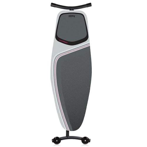 Image of Minky MaxiPro Ironing Board, 135 x 46 Extra Wide Ironing Surface, Iron Board with Adjustable Height up to 97cm, Non Slip Feet with Wheels, Foldable