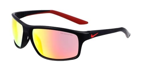 Image of Nike Adrenaline 22 M IU8083 Sports Sunglasses Running Training Outdoor Performance Sunglasses, Matte Black/Red Mirror, One Size