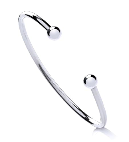 Image of Old English Jewellers 925 Sterling Silver Torque Ball Ladies Opening Bangle