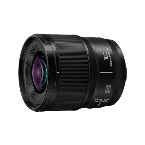Image of Panasonic Lumix S-E100 100mm F2.8 Macro Lens, Full Frame Camera Lens, Compact & Lightweight Design, 298g, Dual Phase Linear Motor, 1:1 Life-Size Magnification, Ideal for Video, Black