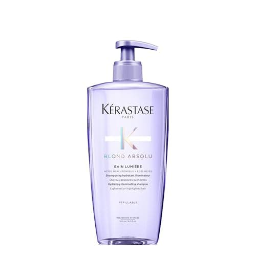 Image of Kérastase Blond Absolu, Hydrating Illuminating Shampoo, For Lightened, Highlighted and Grey Hair, With Hyaluronic Acid & Edelweiss Flower, Bain Lumiere, 500ml