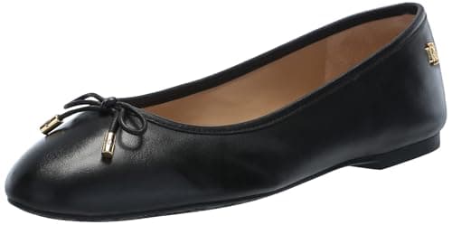 Image of Lauren Ralph Lauren Women's Jayna Ballet Flat, Black, 8 UK