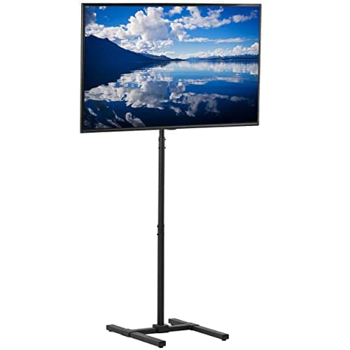 Image of VIVO TV Floor Stand for 13 to 50 inch Screens, LED, OLED 4K, Smart Flat, Curved Monitors, VESA 200 x 200, High Bar for Treadmills and Elliptical Trainers, Black, STAND-TV17