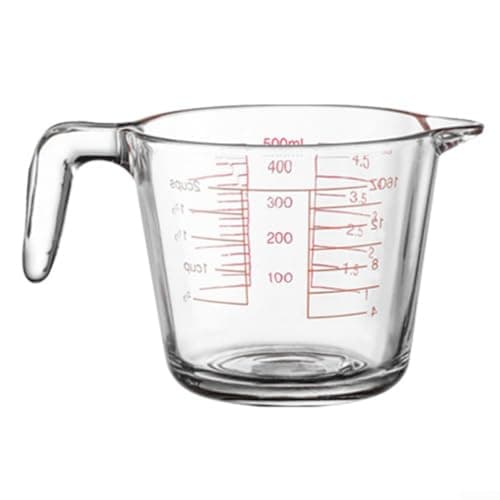 Image of Solaughguy Heavy Duty Glass Measuring Jug 500ML, Heat Resistant Microwave Safe Beaker with Clear Scale & Spout for Liquid Dry Ingredients Baking Cooking White
