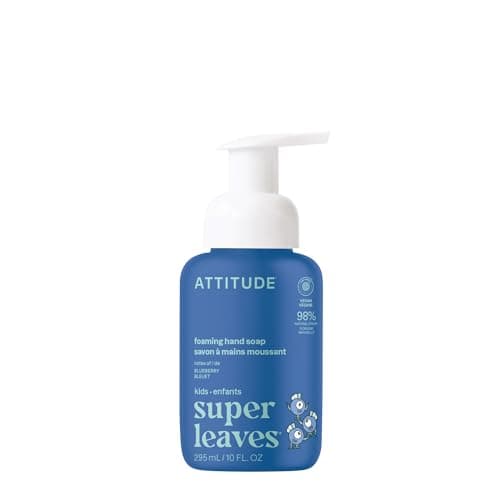 Image of ATTITUDE Foaming Hand Soap for Kids, EWG Verified, Dermatologically Tested, Plant- and Mineral-Based Ingredients, Vegan, Blueberry, 295 mL
