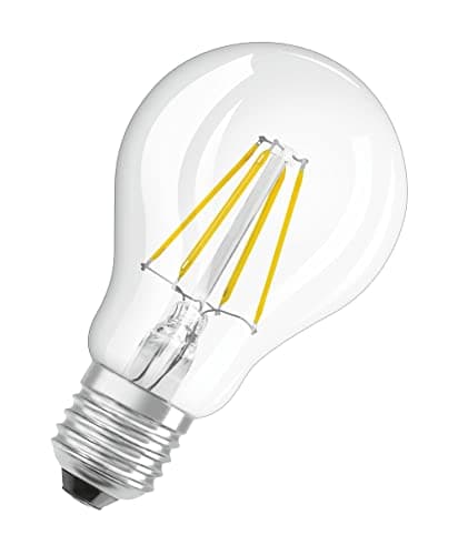 Image of OSRAM LED Base Classic A/LED lamp, Classic Bulb Shape, in Filament Style, with Screw Base: E27, 4 W, 220…240 V, 40 W Replacement, Clear, 2700 K, 2pack