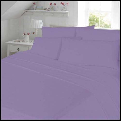 Image of ARLINENS 4PC Flannelette Sheet Set 100% Brushed Cotton soft Warm Luxury Bed Sheet Set Includes Fitted Sheet, Flat Sheet and 2x Matching Pillowcases - in 7 Colours Choice (King, Lilac)
