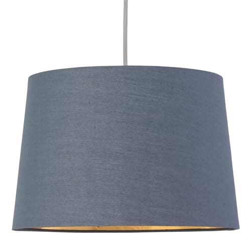 Image of Dark Grey Fabric with Gold Inner Easy Fit Light Shade/Lampshade for Ceiling Light or Table Lamps, 28cm Diameter