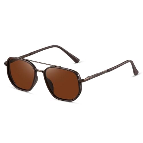 Image of kimorn Polarized Sunglasses for Women Retro Square Frame Sun Glasses UV400 Protection Shades (Coffee Brown)