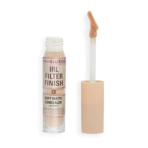 Image of Makeup Revolution IRL Filter Finish Concealer, Medium to Full Coverage, Matte Finish, C2, Fair Skin Tones, 6g
