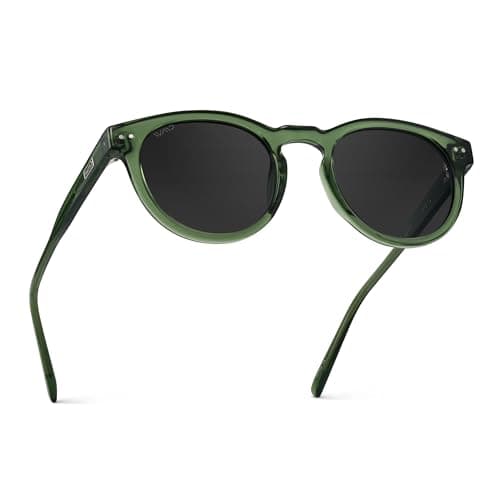 Image of WearMe Pro WMP Eyewear - Women's Polarized Sunglasses: Classic Round Retro Style (Crystal Green/Black Lens)