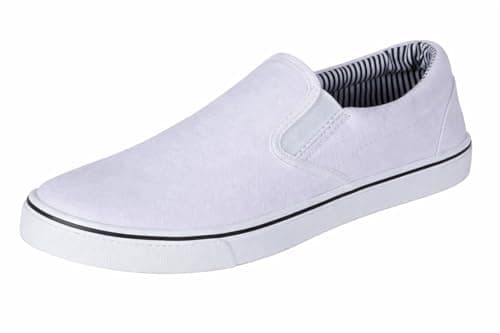 Image of GladRags Mens Slip on Canvas Summer Shoes, Pumps, Trainers, White, Size 8