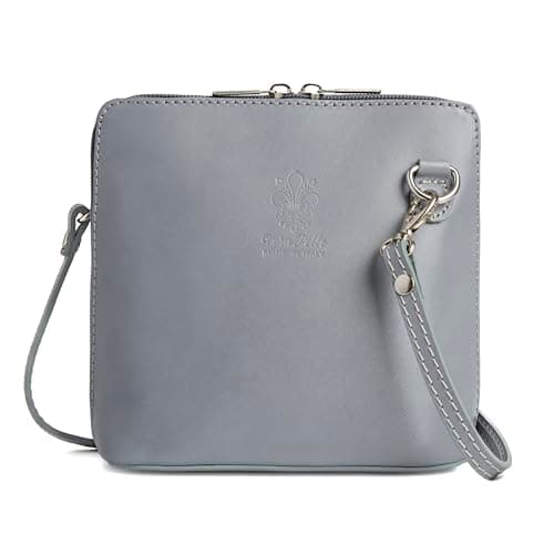 Image of Woodland Leathers Small Vera Pelle Handbag Genuine Leather Cross Body Bag for Women Italian Mini Shoulder Bag Highquality Strap (Grey)