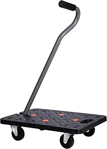 Image of Unibos Heavy Duty Anti Slip Hand Dolly Trolley Cart Furniture Moving Platform Mover Swivel Castors Perfect For Home, Workplace Or Professional Removals Use (Plastic Dolly 200KG Capacity with Handle)