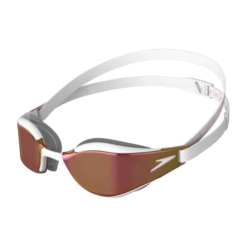 Image of Speedo Adult Unisex Fastskin Hyper Elite Swimming Goggles, White/Oxid Grey/Ros, One Size