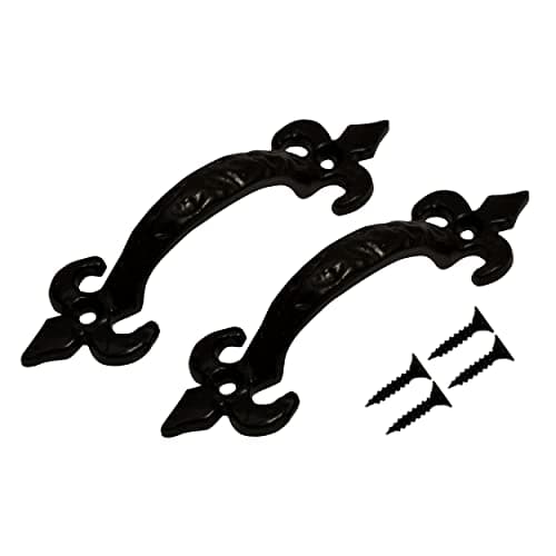 Image of TERF® Heavy Duty Vintage Style Antique Black Door Pull Handle 125mm (5 inch) Including Fixing Screw for Kitchen Cupboard Cabinet Drawer Door Gate Pull Handle - Pack of 2