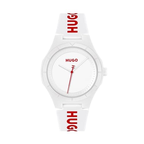 Image of HUGO Analogue Quartz Watch for Men #LIT FOR HIM Collection with Silicone Bracelet Silicone Bracelet - 1530345