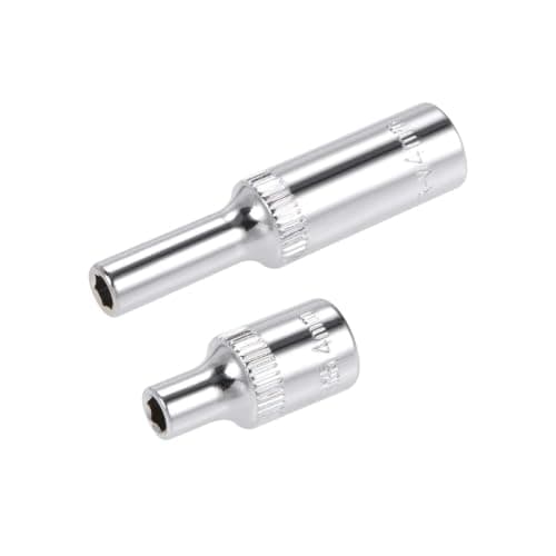 Image of TA-VIGOR 2Pcs 1/4-Inch Drive by 4mm Deep and Shallow Socket, Cr-V Drive Socket, 6-Point, Metric for Auto Repairing and Household