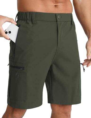 Image of APTRO Mens Cargo Hiking Shorts Outdoor Lightweight Golf Casual Shorts for Men with 5 Zipper Pockets Army Green M