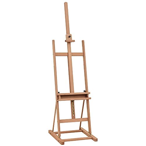Image of Vinsetto Wooden Easel Stand H-Frame Artist Easel with 171-230cm Adjustable Height and 0-80° Working Angles Beech Wood Art Easel for Displaying Painting Wedding Sign Nature Wood Finish